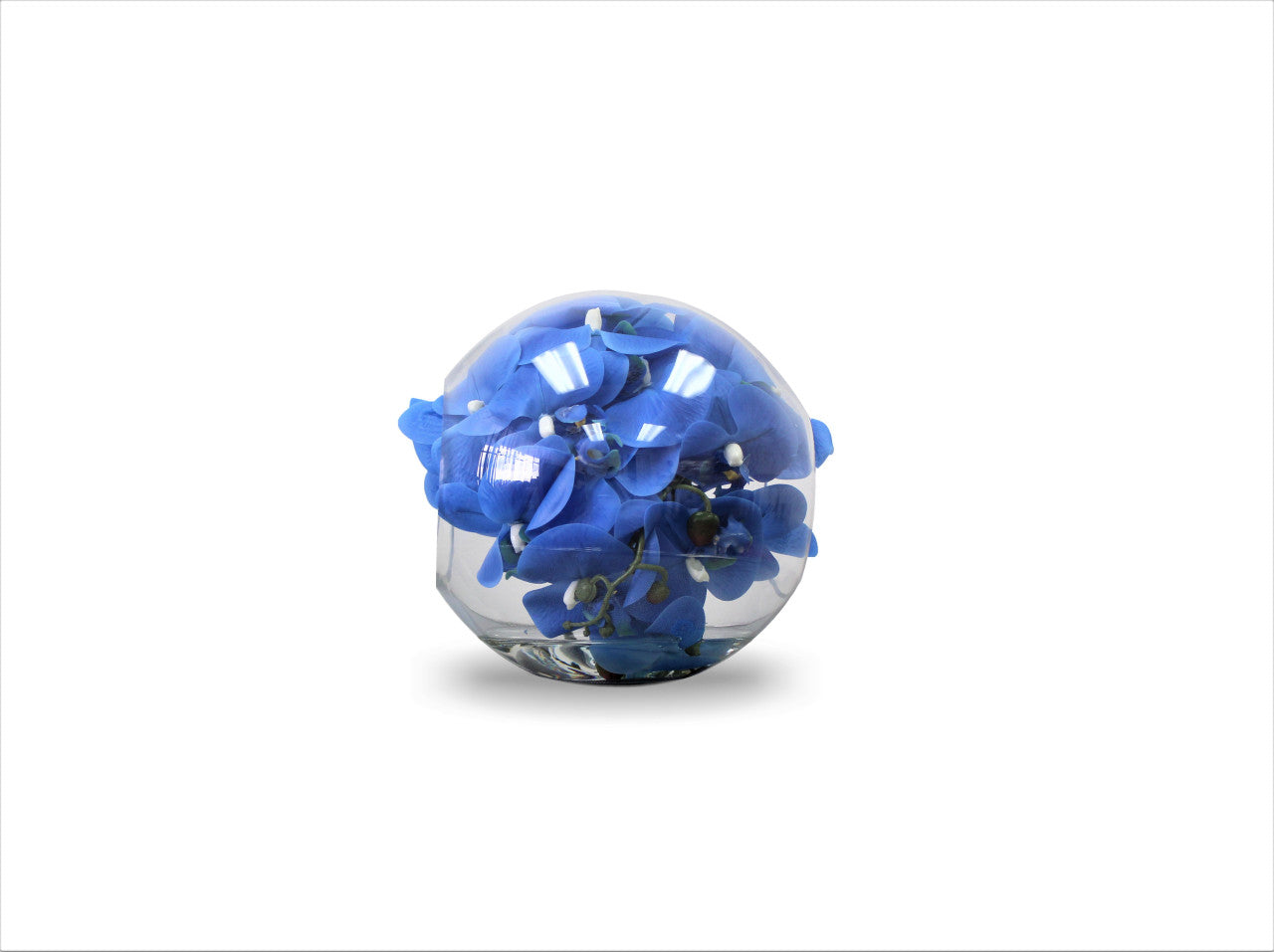 10" Crosswinds vase with blue orchids