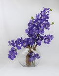 12" Moon vase with purple Vanda orchids