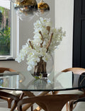 16" Moon Vase with White Vanda Orchids