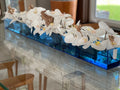48" Casa Moderna Blue Acrylic Planter with White Orchids and Driftwood