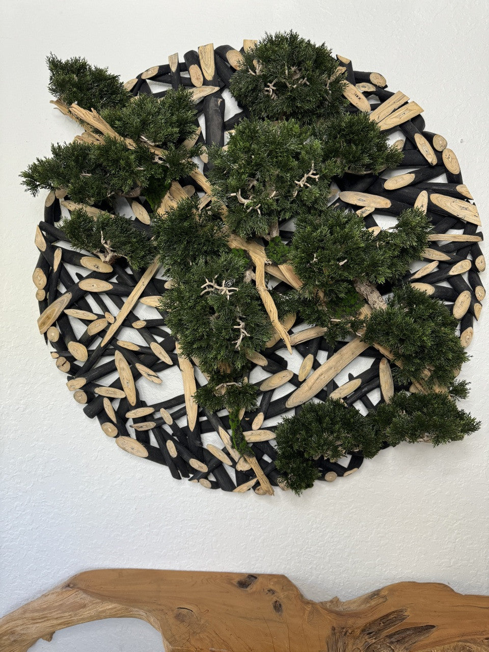 Bonsaï sur sculpture murale 48"
