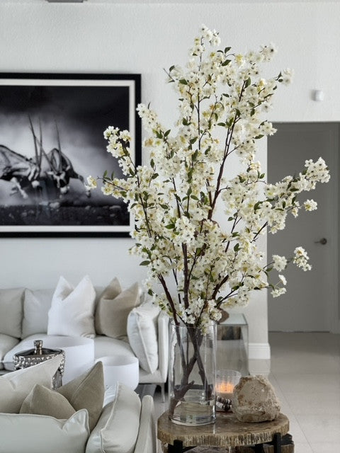 Fleurs de cerisier dans cylindre en verre 16"