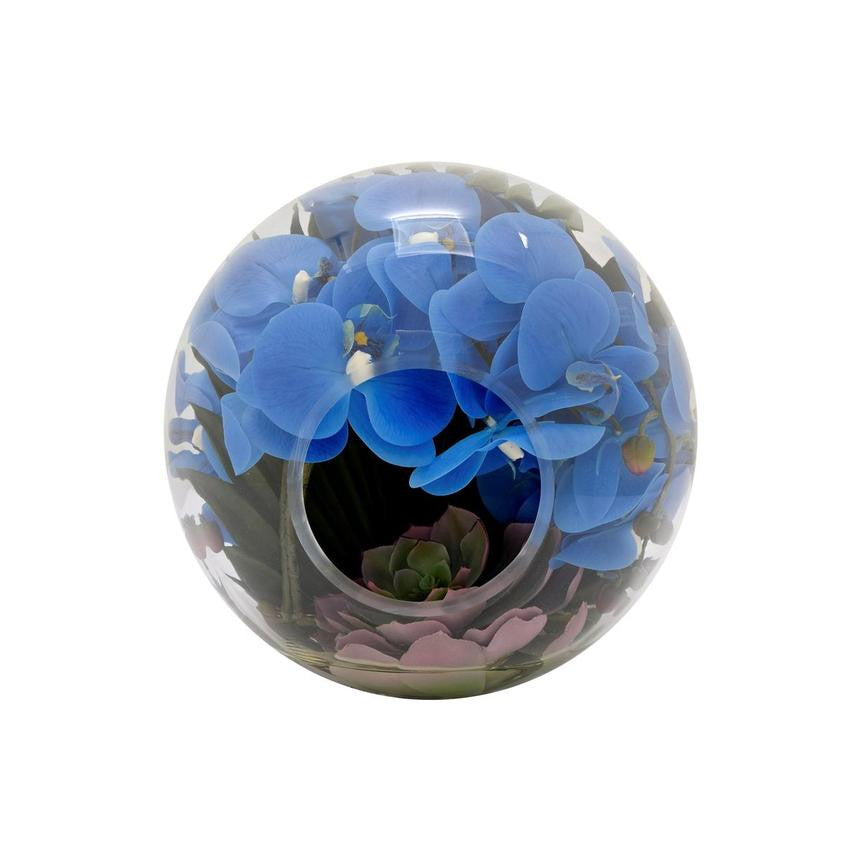 Vase Crosswinds aux orchidées bleues et palmier
