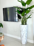 Faux Marble Planter with Bird of Paradise