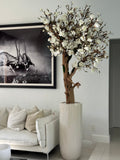 Glossy Beige St. Tropez Planter with Custom Made Magnolia Tree