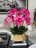 Helena Boat Planter with Pink Phaleanopsis Orchids