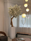 Matte Beige St. Tropez Planter with Custom Made White Cherry Blossom Tree