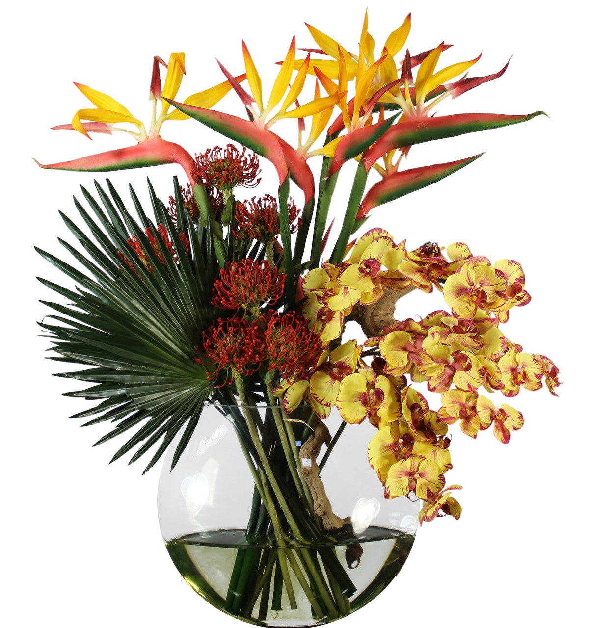 Vase lune aux fleurs tropicales