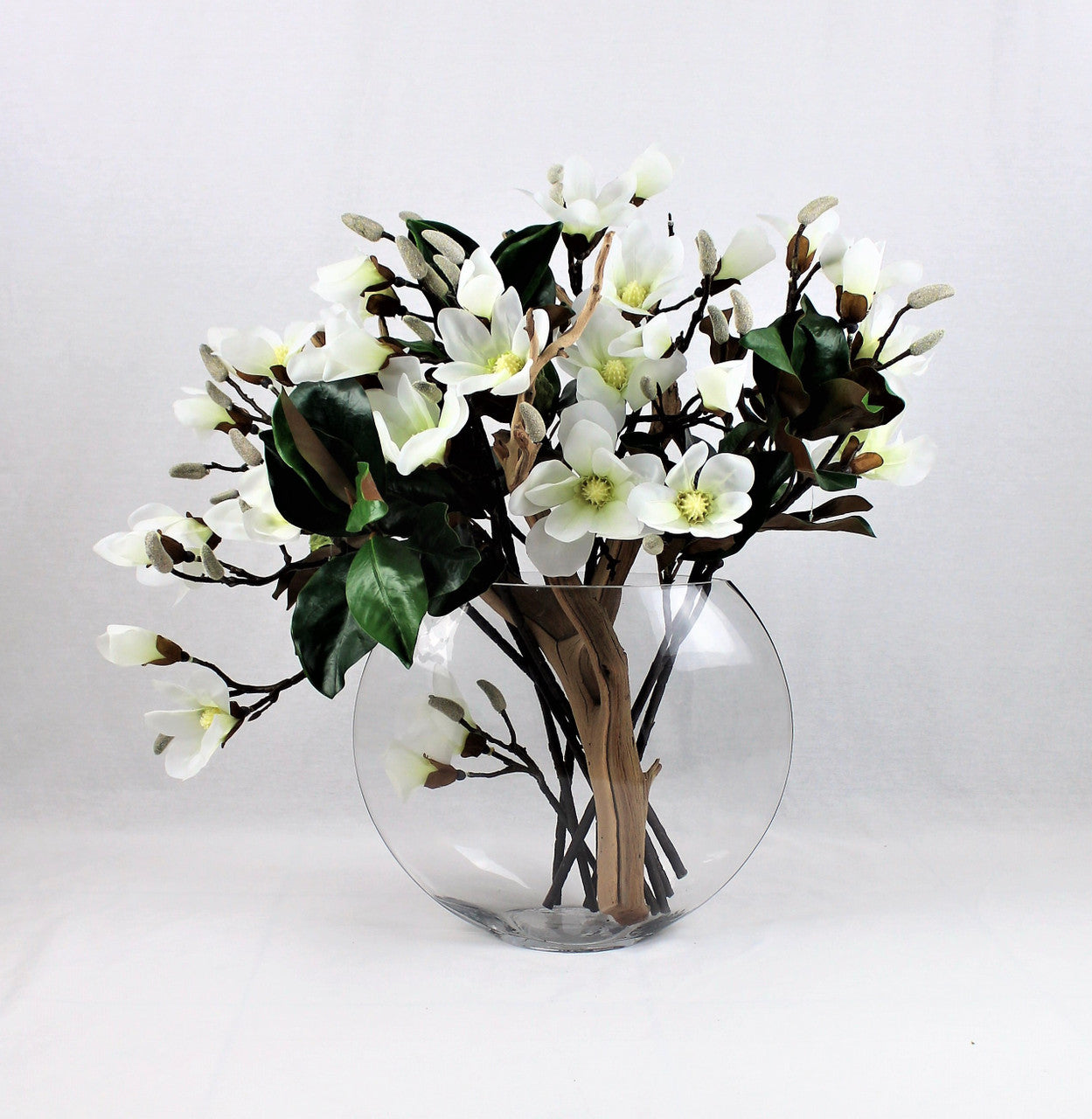Vase lune aux magnolias blancs
