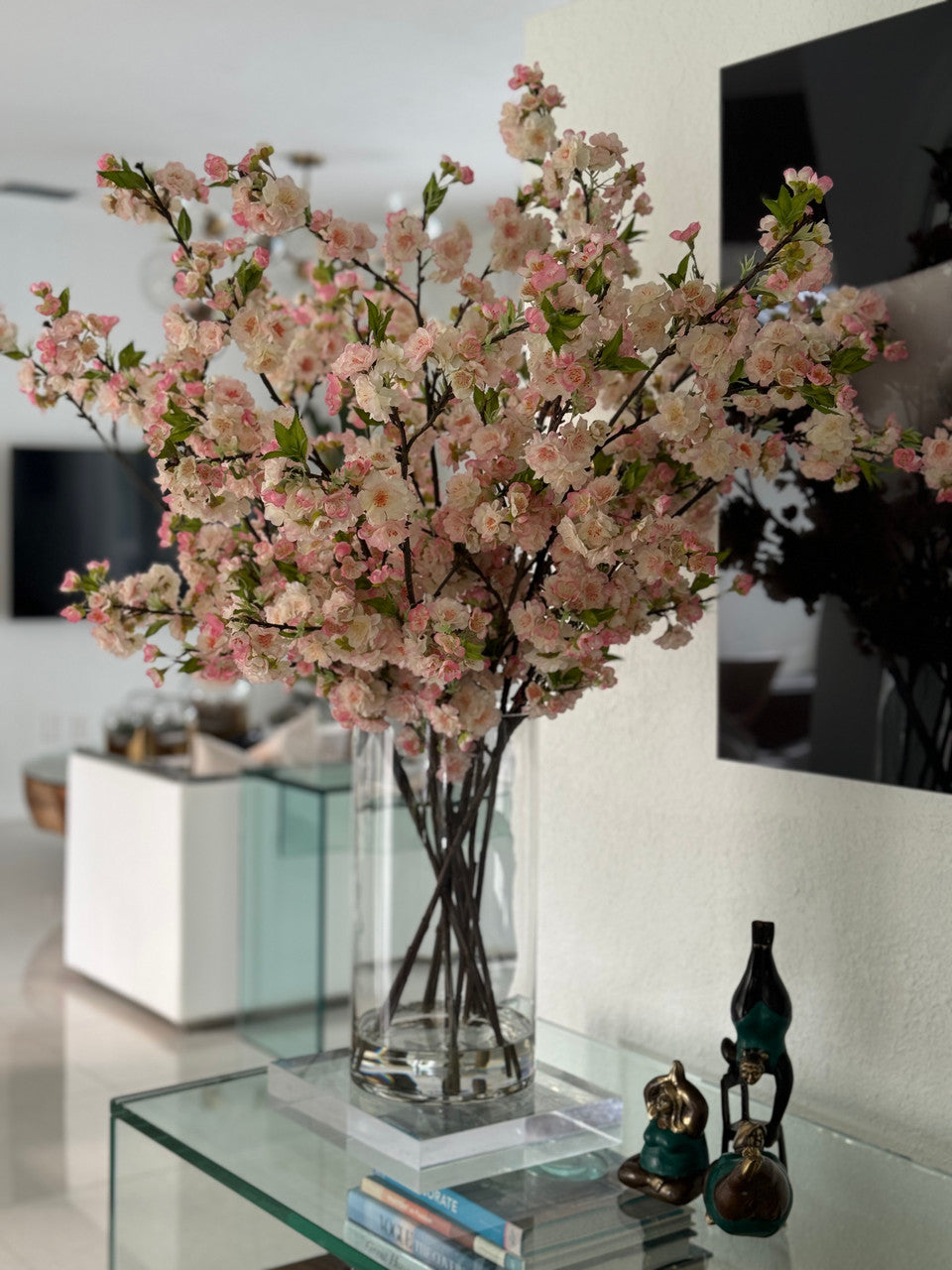Pink Cherry Blossoms In 16" Glass Cylinder
