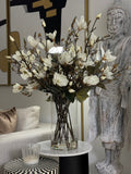 White Magnolias In 16" Glass Cylinder